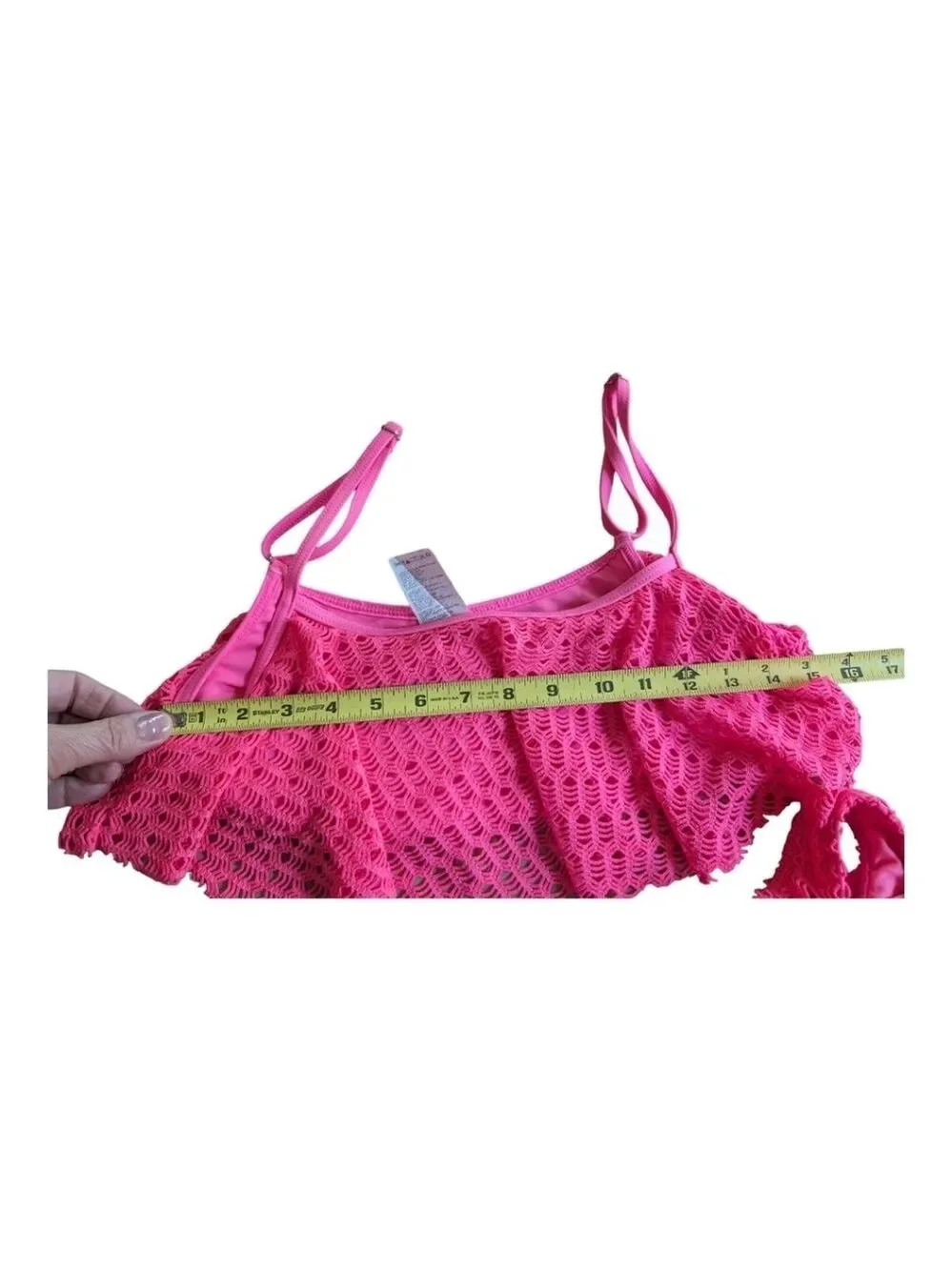 Roxy Swim Hot Pink Flounce Top 2 Piece Bikini Size Large